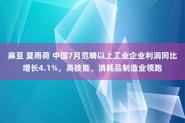 麻豆 夏雨荷 中国7月范畴以上工业企业利润同比增长4.1%，