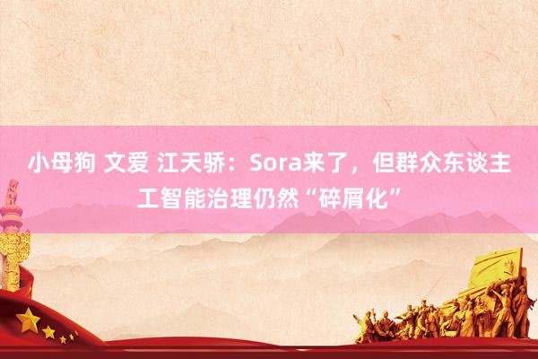 小母狗 文爱 江天骄：Sora来了，但群众东谈主工智能治理仍然“碎屑化”