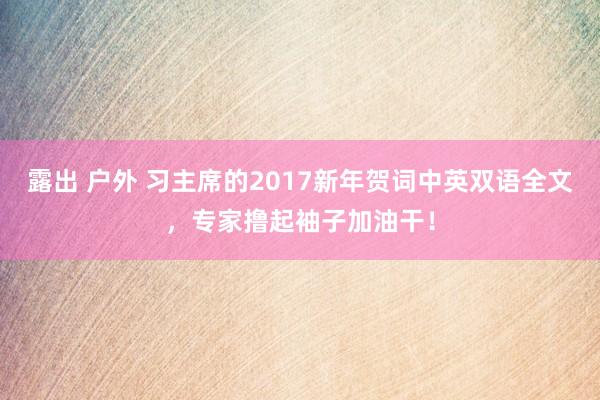 露出 户外 习主席的2017新年贺词中英双语全文，专家撸起袖子加油干！