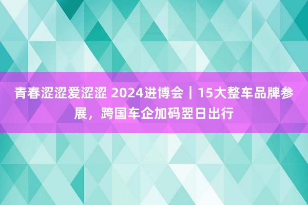 青春涩涩爱涩涩 2024进博会｜15大整车品牌参展，跨国车企加码翌日出行