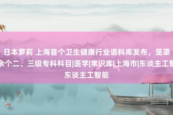 日本萝莉 上海首个卫生健康行业语料库发布，笼罩百余个二、三级专科科目|医学|常识库|上海市|东谈主工智能