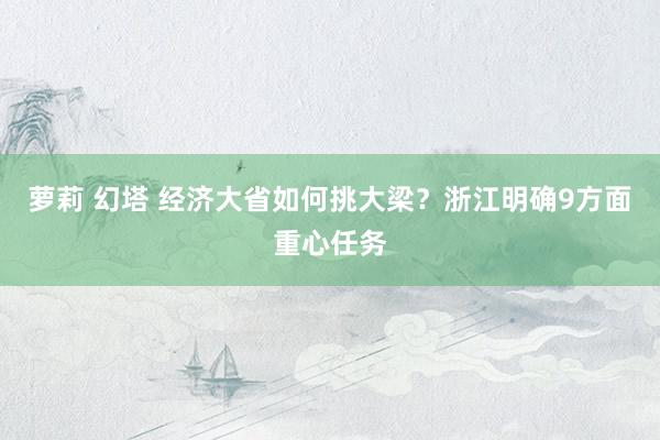 萝莉 幻塔 经济大省如何挑大梁？浙江明确9方面重心任务